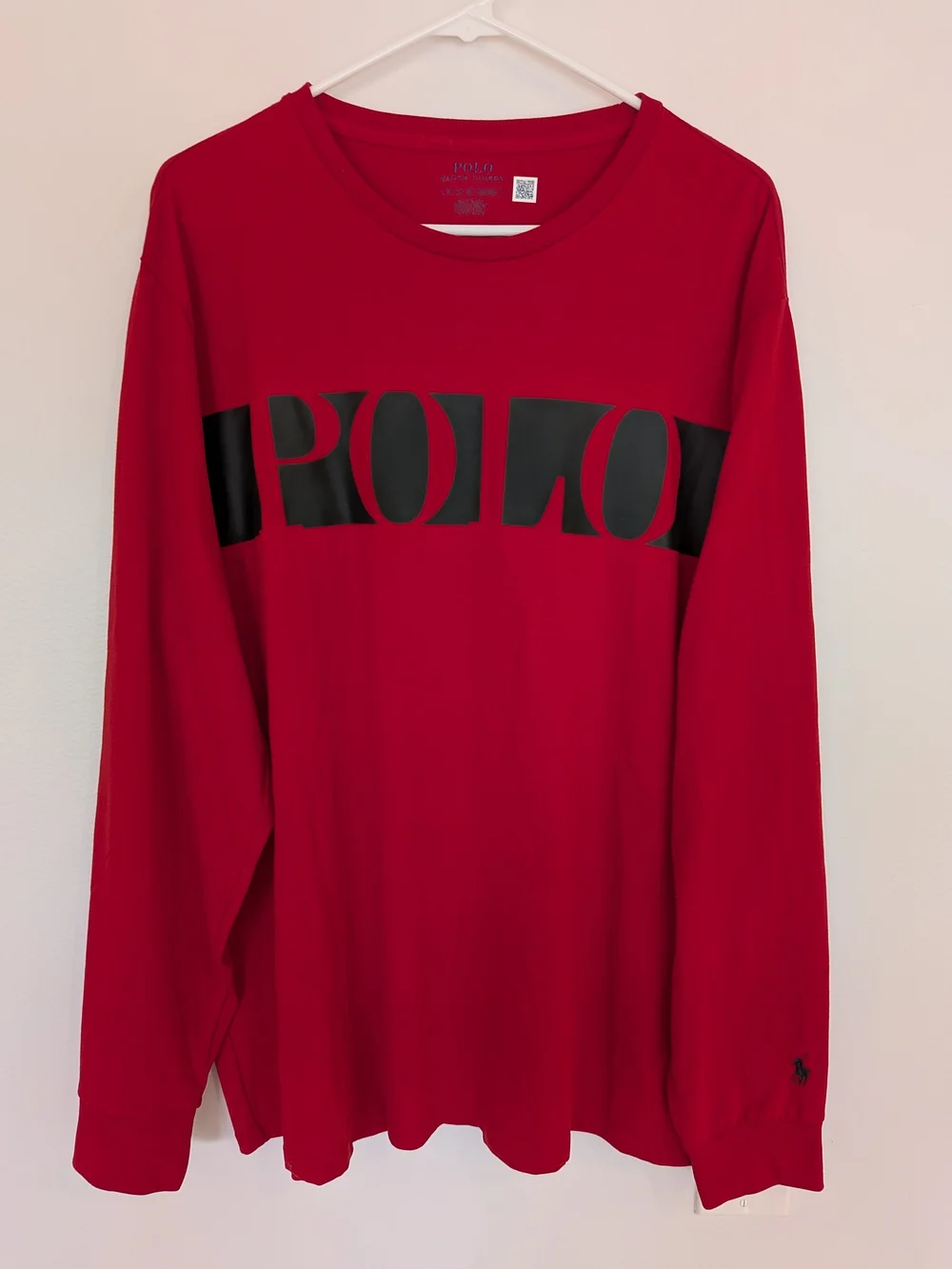 Polo Ralph Lauren Men Red Black Logo Long Sleeve Graphic Tee Shirt XL NWOT